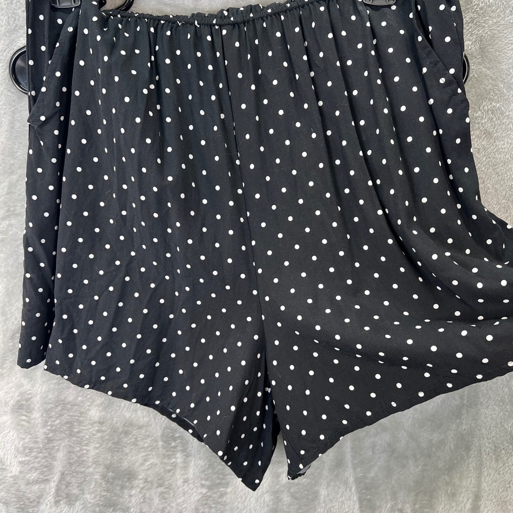 Old Navy Womens M Black Polka Dot Romper Pockets Retro Rockabilly Beach Pinup - Picture 6 of 11